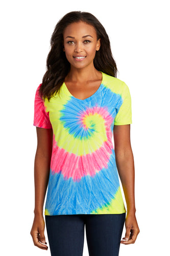 Port & Company Ladies Tie Dye V Neck Tee