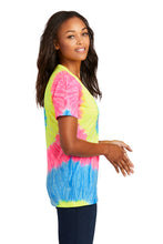 Load image into Gallery viewer, Port &amp; Company Ladies Tie Dye V Neck Tee