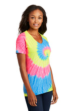 Load image into Gallery viewer, Port &amp; Company Ladies Tie Dye V Neck Tee