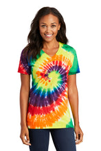 Load image into Gallery viewer, Port &amp; Company Ladies Tie Dye V Neck Tee