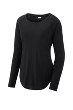 Load image into Gallery viewer, Sport Tek  Ladies PosiCharge  Long Sleeve Tri Blend Wicking Scoop Neck Raglan Tee