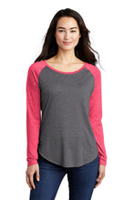 Load image into Gallery viewer, Sport Tek  Ladies PosiCharge  Long Sleeve Tri Blend Wicking Scoop Neck Raglan Tee