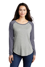 Load image into Gallery viewer, Sport Tek  Ladies PosiCharge  Long Sleeve Tri Blend Wicking Scoop Neck Raglan Tee